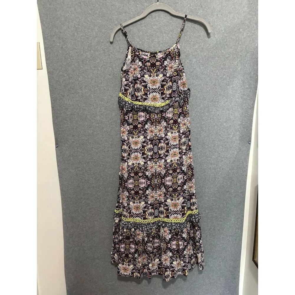 Art Class Girls Maxi Dress Floral Boho Tiered Cottagecore L‎ 10 12 Artsy Unique